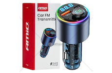 FM transmitter 1×USB-A 1×USB-C 12V 24V AMIO-04655