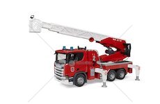 Hasičský vůz Scania Super 560R s otočným žebříkem a majákem se zvukem - BRUDER
