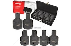 Hlavice rázové zástrčné 3/4" XZN M16, M18, TORX T70-T100, sada 6ks MAR-POL