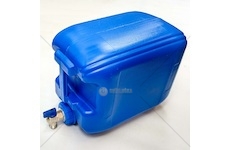 Kanystr na vodu 10L modrý s horním kohoutem na vodu v nalévacím hrdle - nízký