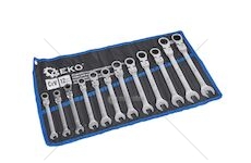 Klíče ráčnové očkoploché, s kloubem, sada 12ks 8-19mm GEKO