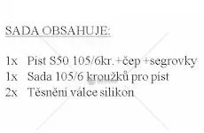 Kompletní píst pro zetor 50 super (píst+pk+čep+segrovky + silikonové těsnění ) | S105.0240-S