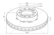 Kotouč brzdový 330x34x80 bez kroužku abs pn rvi midlum dxi, wabco 17,5
