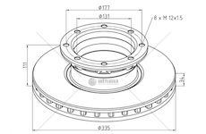 Kotouč brzdový 335x34x111 zn mercedes atego, accelo, econic 0179377_A