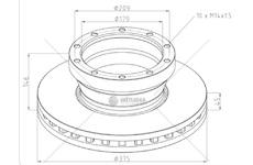Kotouč brzdový 374x45x146 s kroužkem abs zn daf lf55 0145606_A