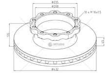 Kotouč brzdový 432x45x135 man tga,f2000,f90 0071623_A