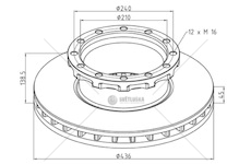 Kotouč brzdový 436x45x138,5 pn/zn iveco e.star 440e, stralis 440e, e.tech, e.cargo 0031675_A