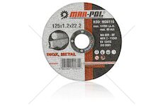 Kotouč řezný na ocel, nerez, 125x1,2x22,2mm MAR-POL