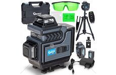 Křížový laser 360° samonivelační 4D zelený, se stativem, kompletní sada GEKO