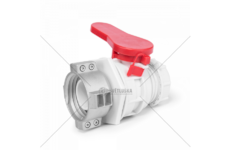 Kulový ventil pro kontejner na vodu IBC, vstup S60x6 s kovovou přírubou, výstup S60x6 se zátkou