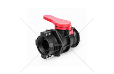Kulový ventil pro kontejner na vodu IBC, vstup S60x6 s vývodem Camlock Typ A 2" s uzávěrem