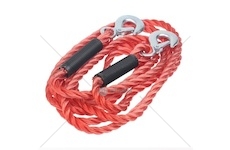 Lano tažné pletené dva háky 3T 4,5m certifikát CE, TUV - červená barva