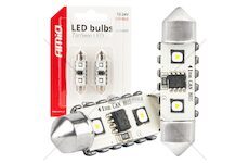 LED žárovky CANBUS 12SMD Festoon C5W 3838 41mm White 12/24V AMiO-04250
