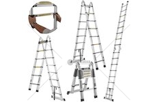 Multifunkční teleskopický žebřík 5m, 150kg, hliníkový GEKO