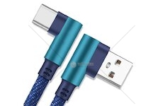 Nabíjecí kabel úhlový USB-A, USB-C, 1m, modrý