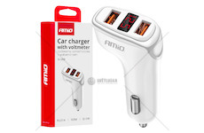 Nabíječka do auta 2x USB-A + tester napětí akumulátoru 3.1A 12/24V AMiO-03887