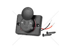 Nabíječka do auta 2x USB-C čtvercová s ČERVENÝM POUZE podsvícením 12/24V vodotěsná AMiO-04232