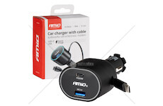 Nabíječka do auta Quick Charge s navíjecím kabelem AMiO-04176