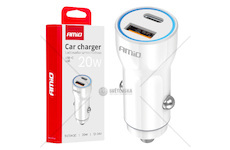 Nabíječka do auta USB-A + USB-C 20W 12/24V AMiO-03881