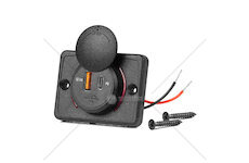 Nabíječka do auta USB + USB-C čtvercová s ČERVENÝM LED podsvícením 12/24V vodotěsná AMiO-04231