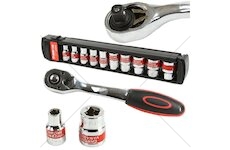 Nástrčné hlavice 8-24mm, 1/2", 10ks s ráčnou MAR-POL