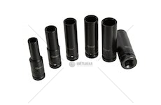 Nástrčné rázové hlavice 6 ks, 1/2" 10-21 mm, délka 77 mm GEKO