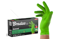 Nitrilové rukavice DIAMOND, pevné, odolné chemikáliím, 50 ks, zelené - BRADAS (Velikost: L (8–9))