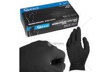 Nitrilové rukavice Solid Grip 3D, pevné, odolné chemikáliím, 50 ks, černé, velikost M - GEKO