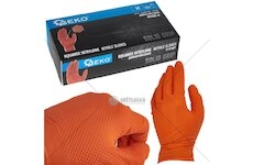 Nitrilové rukavice Solid Grip 3D, pevné, odolné chemikáliím, 50 ks, oranžové, velikost M - GEKO