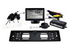 Parkovací asistent 4 senzory bílé TFT01 4,3 `s kamerou CAM-402 LED v podložce pod SPZ