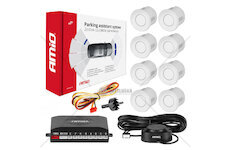 Parkovací asistent se zvukovým signalizátorem 8-senzorové bílé AMiO-01599