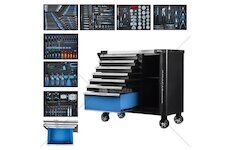 Pojízdný dílenský vozík se sadou nářadí 309 ks, 7 polic KRAFT&DELE