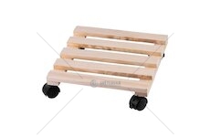 Pojízdný dřevěný podstavec pod květináč, 30×30×7 cm