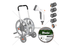 Pojízdný naviják WHITE LINE s hadicí 1/2" 20 m a příslušenstvím SILVER PRO SET, kovový - BRADAS