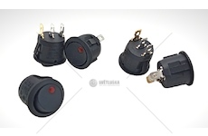 Přepínač kolíbka kulatý 6A podsvíceno,  vypnuto-zapnuto