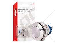 Přepínač plochý ocelový ON/OFF 19mm 5A 12/230V AMiO-04474