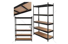 Regál policový 180×40×120 cm, 280 kg, kovový vyztužený, černý - GEKO