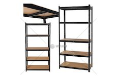 Regál policový 180×40×90 cm, 265 kg, kovový vyztužený, černý - GEKO