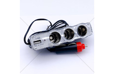 Rozdvojka zapalovače 3 zásuvky s USB