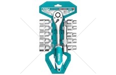 Sada nástrčných hlavic s ráčnou, 1/2", 12ks, CrV TOTAL