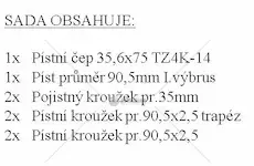 Sada píst, kroužky,čep,segrovky i.výbrus 90,5mm | TZ01015/1-7