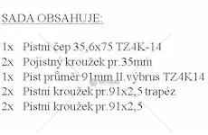 Sada píst, kroužky,čep,segrovky ii.výbrus 91mm | TZ01015/2-7