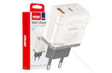 Síťová nabíječka Quick Charge GaN 30W USB-A + USB-C AMiO-04286