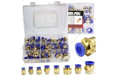 Spojka pneumatická, přímá nástrčná PC s vnějším závitem, pro PA, PU, PE hadice 4-16mm, sada 72ks MAR-POL