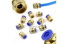 Spojka pneumatická, přímá nástrčná PC s vnějším závitem1/4" pro PA, PU, PE hadice 6mm, sada 10ks MAR-POL