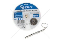 Šroubky a matičky na opravu brýlí a hodinek, s mini šroubovákem, sada 1000 ks - GEKO