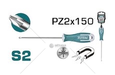 Šroubovák křížový pozidriv, 6x150mm, magnetický, industrial TOTAL