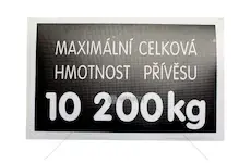 Štítek hmotnosti přívěsu 10.200kg | 5911-6683