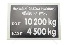 Štítek hmotnosti přívěsu na svahu | 6947-6603
