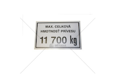Štítek maximální hmotnost přívěsu 11700kg 80804521
